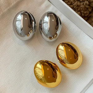High-Shine Golden Oval Studs