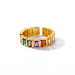 Radiant Spectrum Gemstone Band Ring