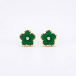Emerald Lucky Clover Studs