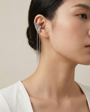 Silver Flutter Chain Ear Cuff