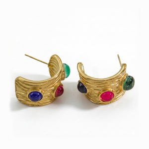 Gemstone Crown Hoops