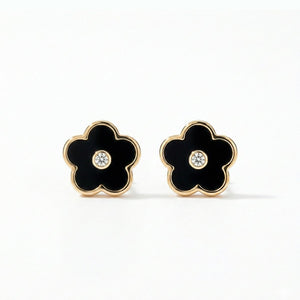 Onyx Lucky Clover Studs