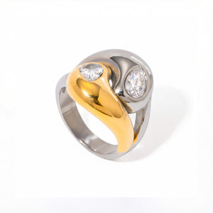 Dual Aura Teardrop Statement Ring