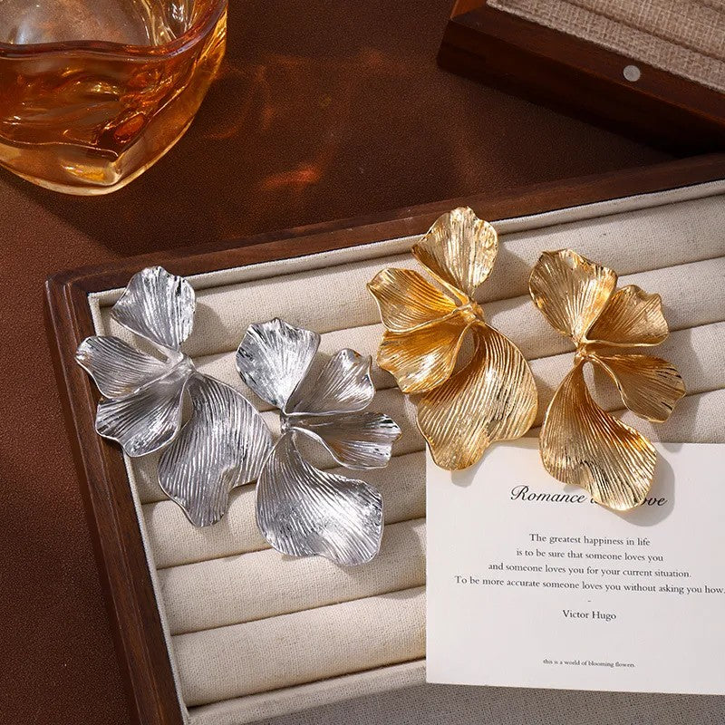 Silver Fanned Flower Earrings