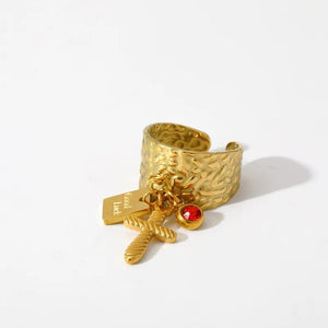 Textured Dangle Medallion Ring