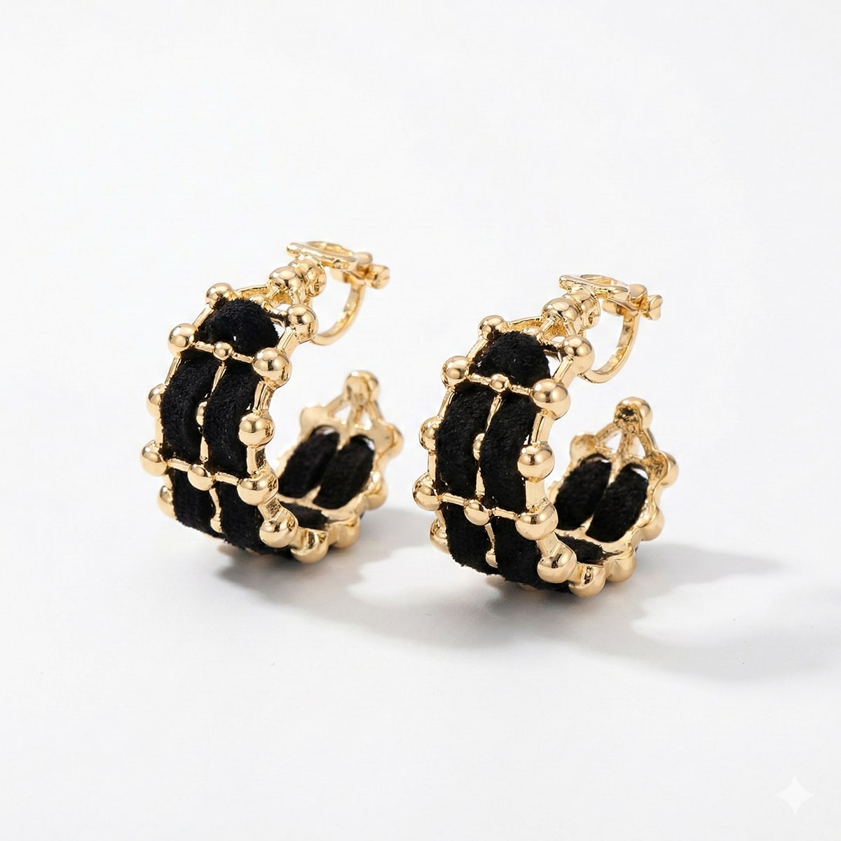Midnight Noir Beaded Hoop Earrings