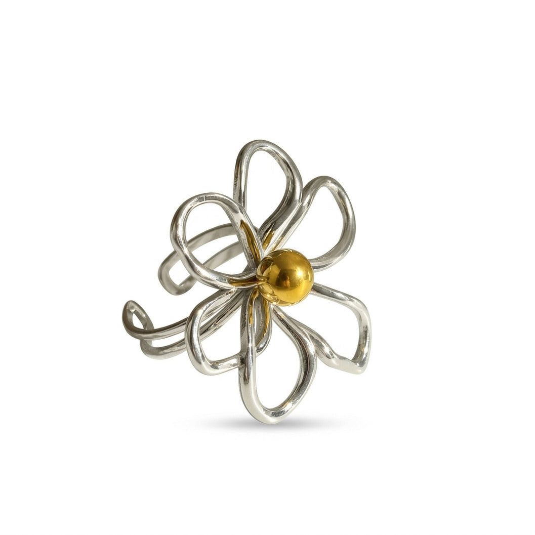 Silver Wire Flower Ring