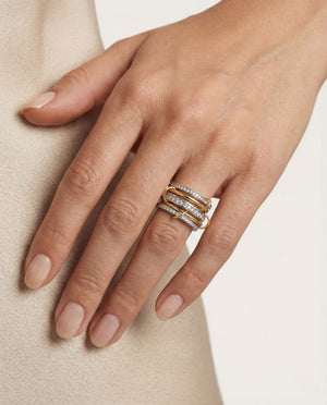 Luxe Dual-Tone Crystal Stack Ring