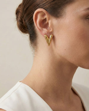 Hammered Chevron Studs