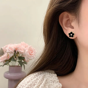 Onyx Lucky Clover Studs
