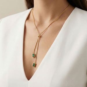 Emerald Drop Slider Necklace
