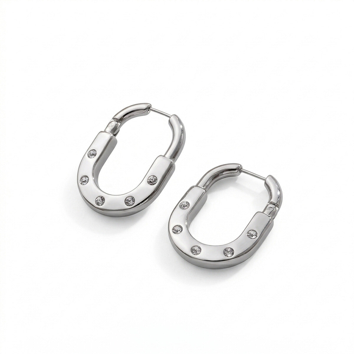 Silver Horseshoe Hoops