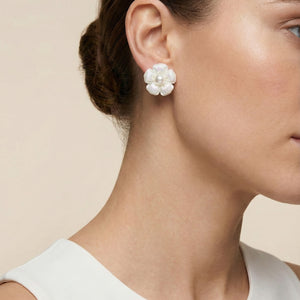 Ivory Petal Flower Earrings