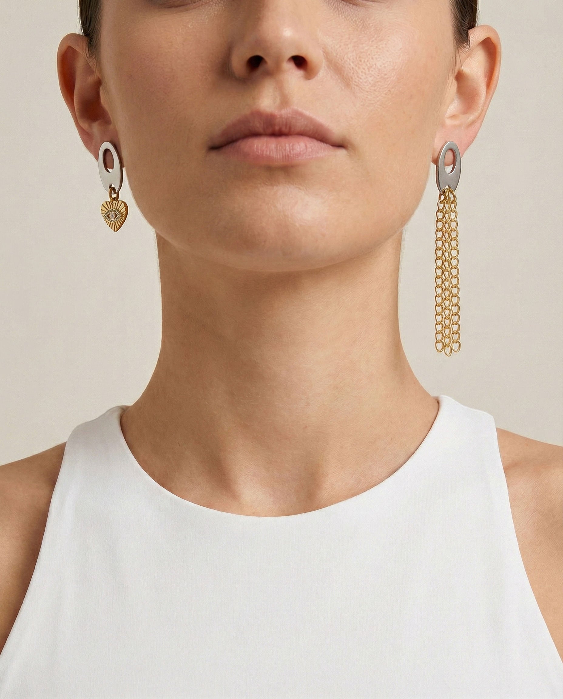 Sacred Heart Chain Earrings