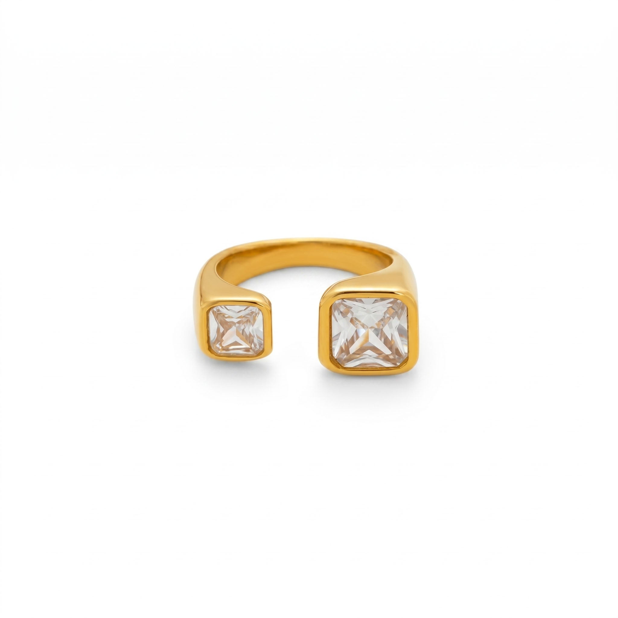 Square Crystal Open Ring