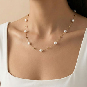 Celeste Pearl Station Necklace