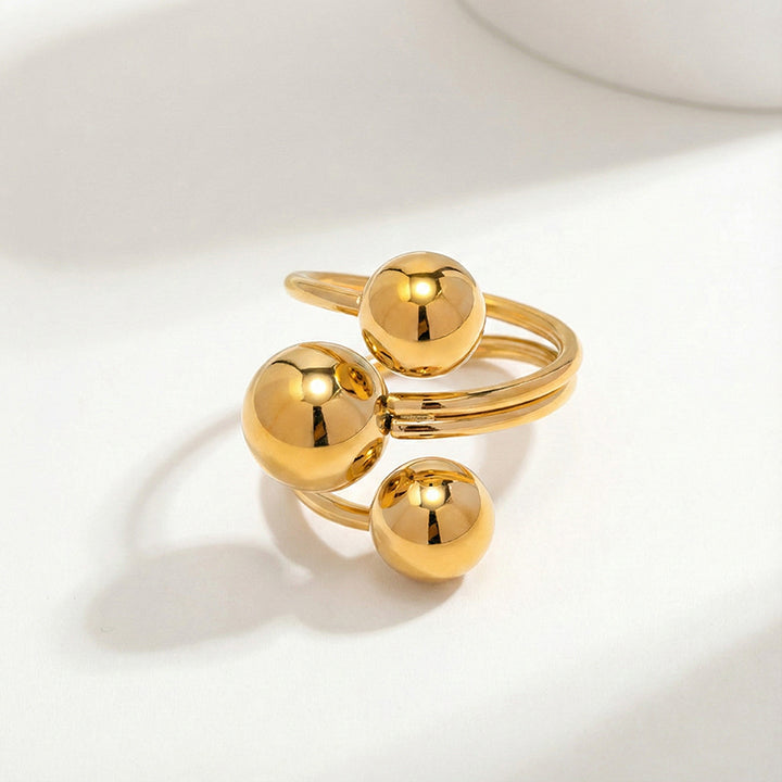 Golden Orbit Triple Ball Ring