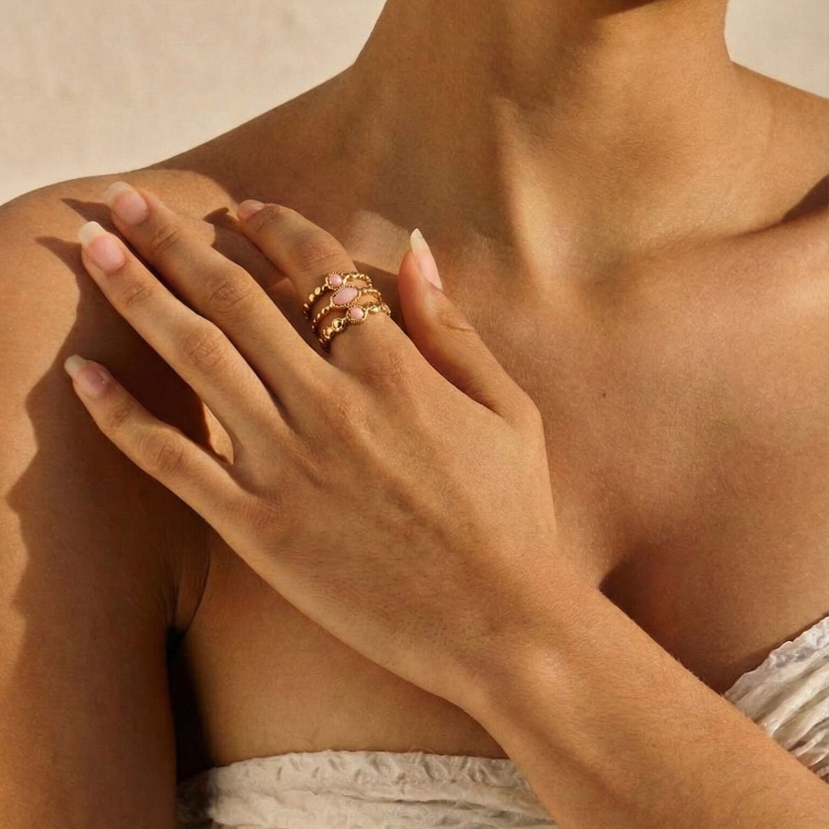 Blossom Tiered Pink Gem Ring