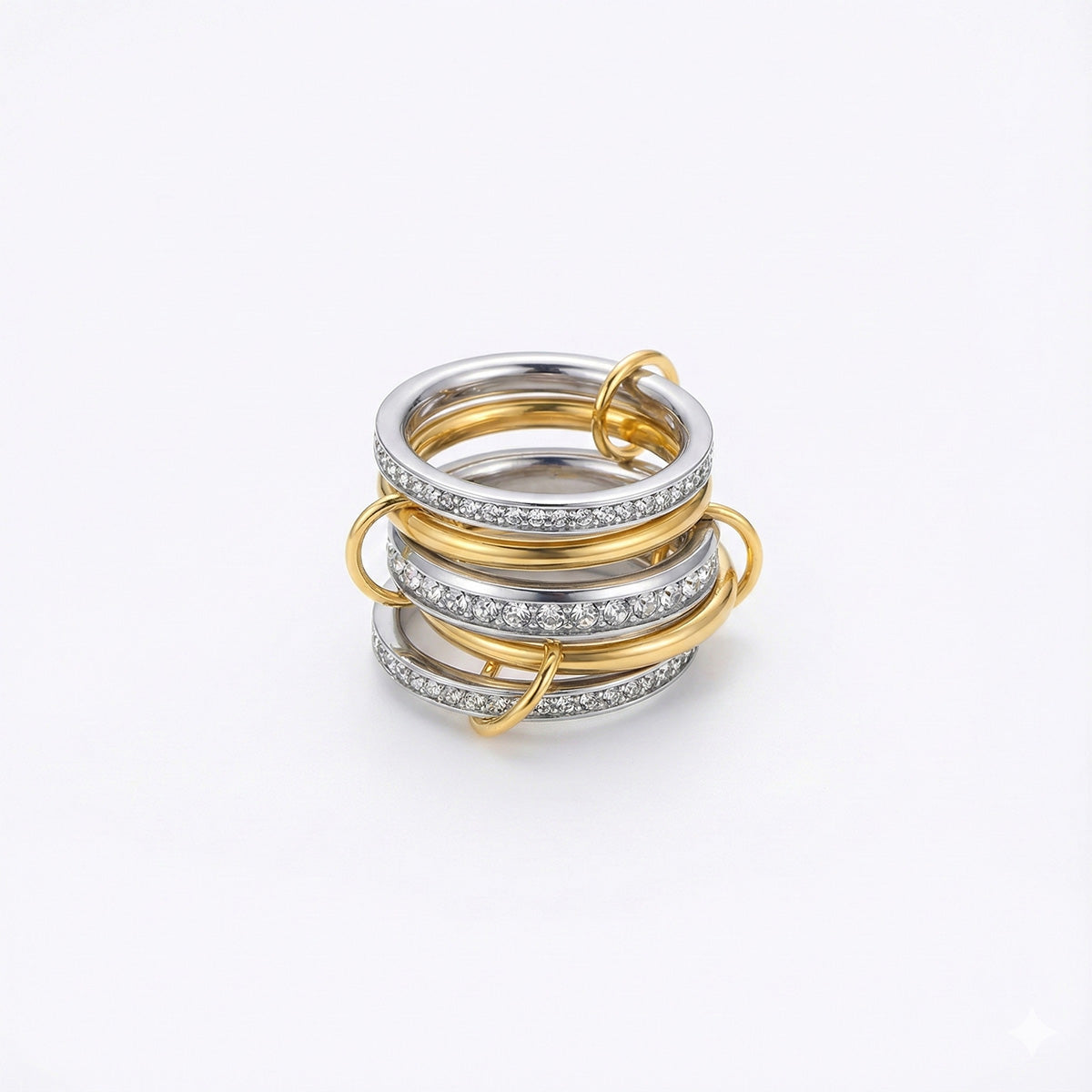 Luxe Dual-Tone Crystal Stack Ring