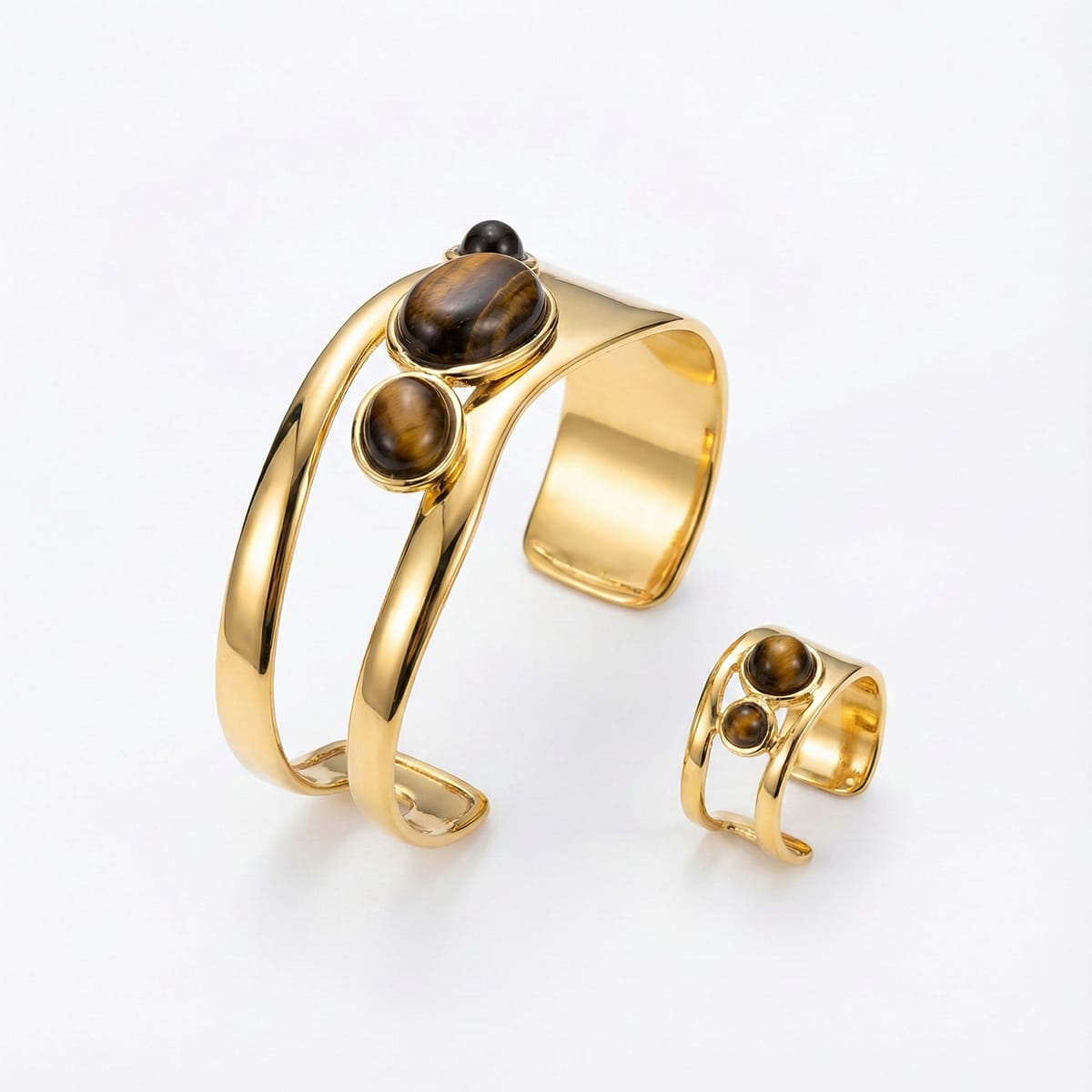 Brown Marble Aura Cuff Set